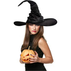 Halloween Hexenhut mit Rüschen – Schwarzer Hexen- & Zauberer-Hut für Cosplay & Party