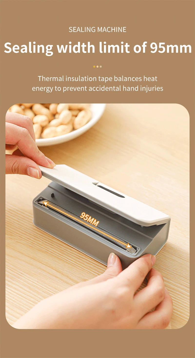 Mini-Wärmebeutel-Versiegelungsmaschine, Versiegelungsmaschine für Plastiktüten, wiederaufladbar, für Lebensmittelverpackungen, Heißsiegelgerät, tragbares Thermo-Beutelversiegelungsgerät