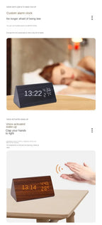 Réveil LED pour étudiant, horloge murale simple, affichage de la température, contrôle du son, horloge de table, bureau, décoration d'intérieur, jardin