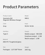 Qi2 3-in-1 Wireless Ladestation 15W – Magnetisch, für iPhone, Apple Watch & AirPods, CE
