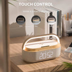Digitales Weckerradio mit Bluetooth-Lautsprecher, 15 W kabelloses Ladegerät, zwei kabellosen Lautsprecher, einstellbarer lauter Alarmton