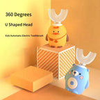 360° Schallzahnbürste für Kinder, U-Form, automatische Silikonzahnbürste, Smart-Timer, wiederaufladbar, blaues Licht, IPX7