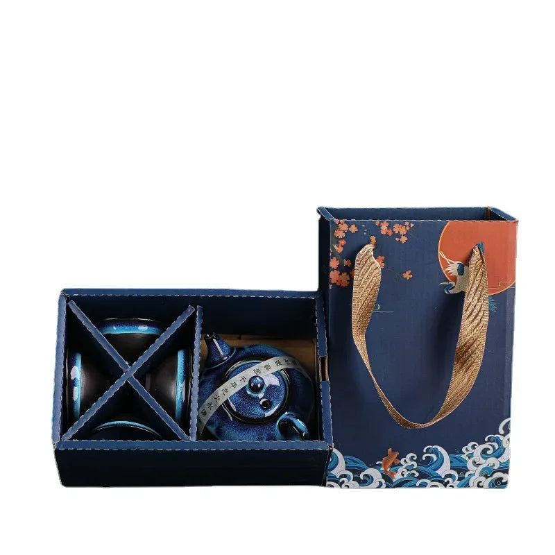 Keramik-Teekanne und Tassen-Set, Teegeschirr, Kung-Fu-Teeset, Jun Ofenwechsel, Teekanne und Teetasse, alluviales Gold, chinesisches Teeset, Tasse