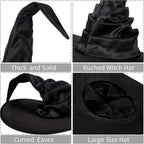 Halloween Hexenhut mit Rüschen – Schwarzer Hexen- & Zauberer-Hut für Cosplay & Party
