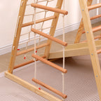 7-in-1 Multifunktionales Klettergerüst aus Holz mit Rutsche und Schaukel, Kletterleiter/Netz/Steinen, Indoor-Spielplatzspielzeug für Kinder ab 3 Jahren