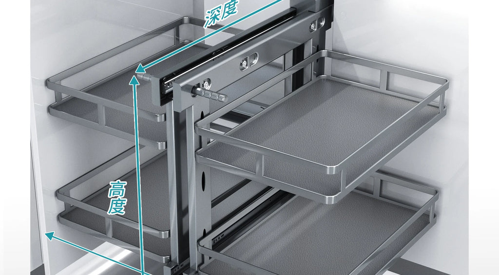 Eckkorb, Küchenschrank, komplett ausziehbar, Aufbewahrungsregal mit zwei Schubladen, Eckkorb
