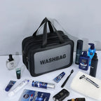 Transparente Kulturtasche mit Nass-Trocken-Trennung, M/L