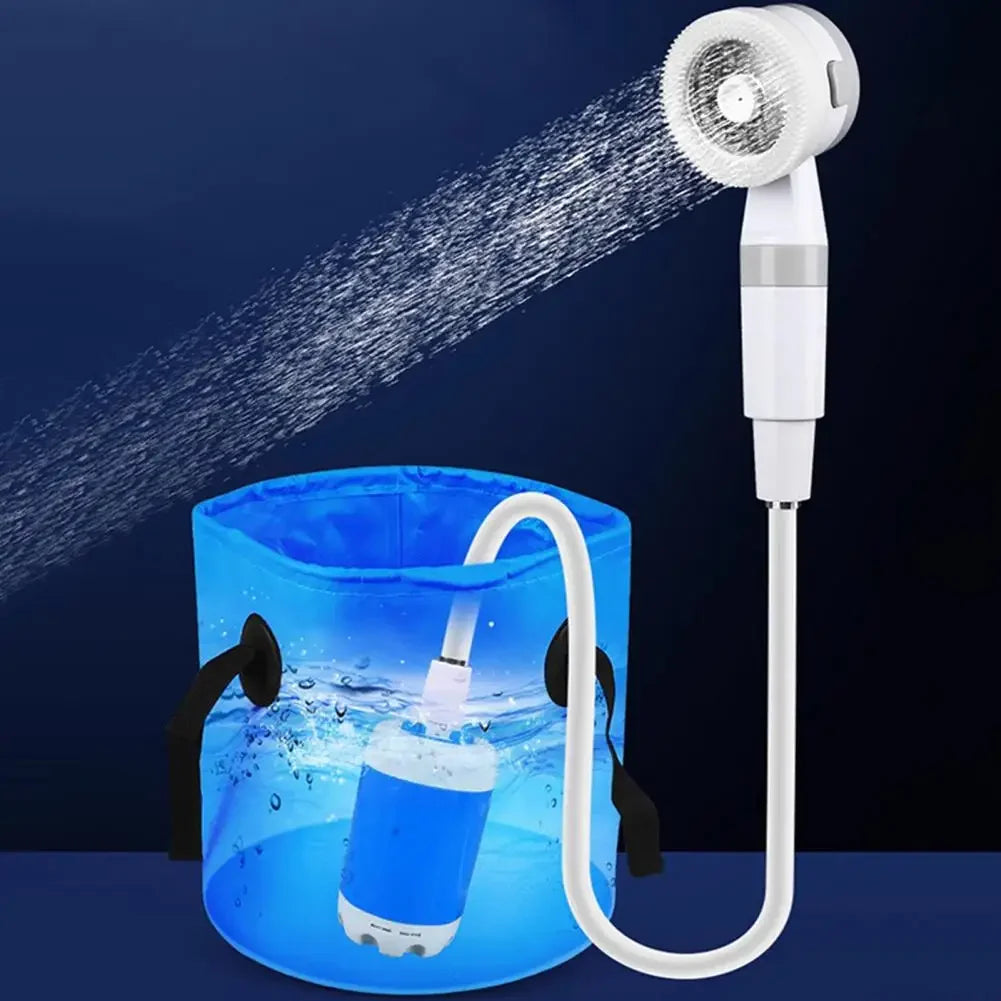 Tragbare Campingdusche – Wiederaufladbar, 4000 mAh, 60 Min. Laufzeit, 2m Schlauch | USB-C