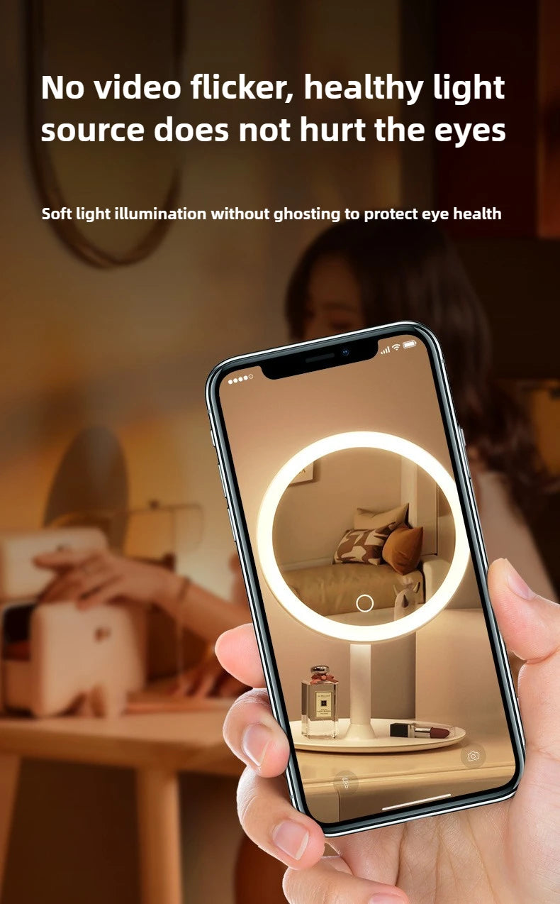 1 ~ 2 großer, quadratischer, drehbarer LED-Schminkspiegel – quadratischer Kosmetikspiegel mit verstellbarer Beleuchtung für Mädchenschlafsaal und den Heimgebrauch