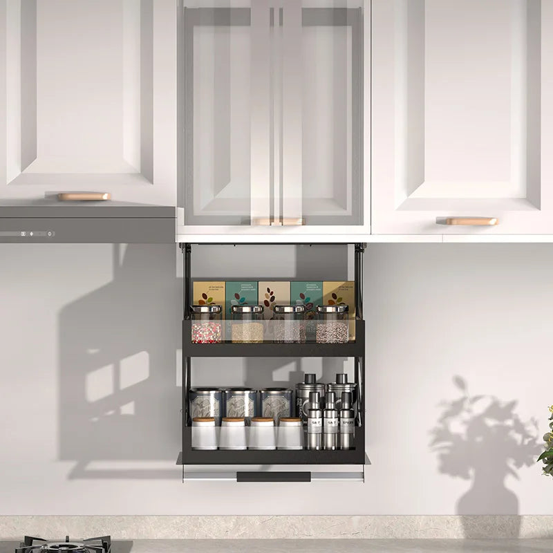 Hebekorb, Küchenschrank, vertikaler Pull-Down-Typ, auf und ab Puffer, Gewürzkorb, Gestell