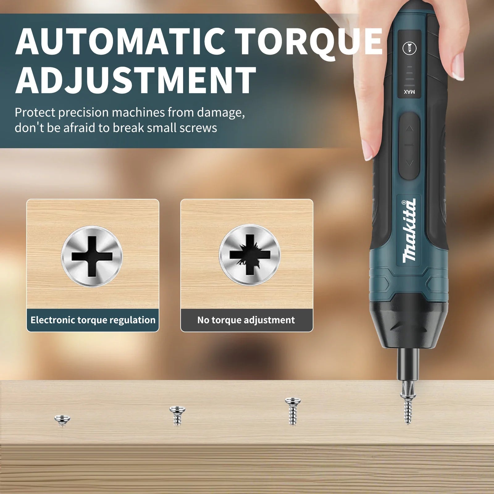 Akku-Elektroschrauber von Makita, 1300 mAh, wiederaufladbar, verstellbarer Bohrer, multifunktionales Demontage- und Wartungswerkzeug, USB