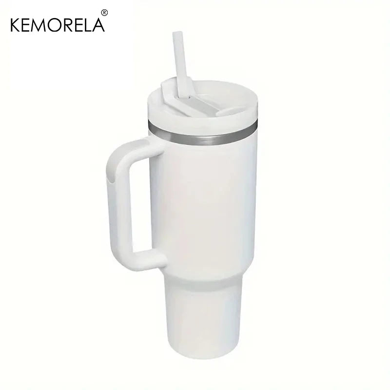KEMORELA 30 & 40 oz Becher mit Griffdeckel Stroh 887/1182 ml Edelstahl Wasserflasche Vakuum Thermoskanne Tasse Reise Auto Kaffeetasse
