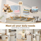 160 l extra großer Wäschekorb mit Deckel, 3 Gitter, Innentaschen, Wäschekorb, Griffe, Klassifizierungsetiketten, faltbarer Wäschekorb