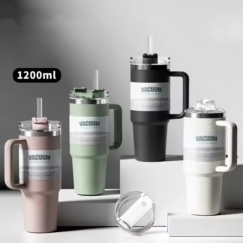 40-Unzen-Autobecher, isolierter Strohbecher aus Edelstahl 304, Eisbecher, Auto-Wasserbecher