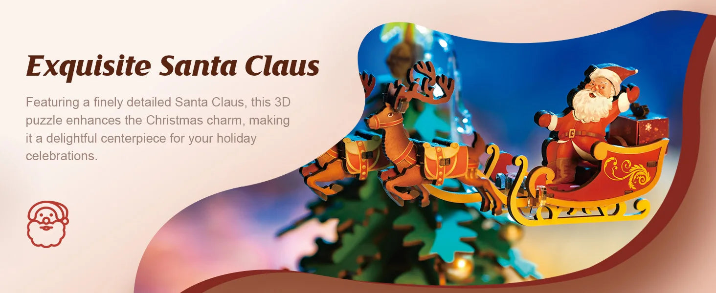 Robotime 3D-Holzpuzzles, Spieluhr, Weihnachtsmelodiebaum, Holzmodellbausätze für Erwachsene zum Bauen, beste Geschenke für Erwachsene und Kinder