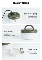 LED-Lichterkette, tragbar, Camping-Lichter, 1800 mAh, wiederaufladbar, 8 m, Außenatmosphäre, Zelt, Hochzeit, Weihnachten, Dekor, Streifen, Sternlampe