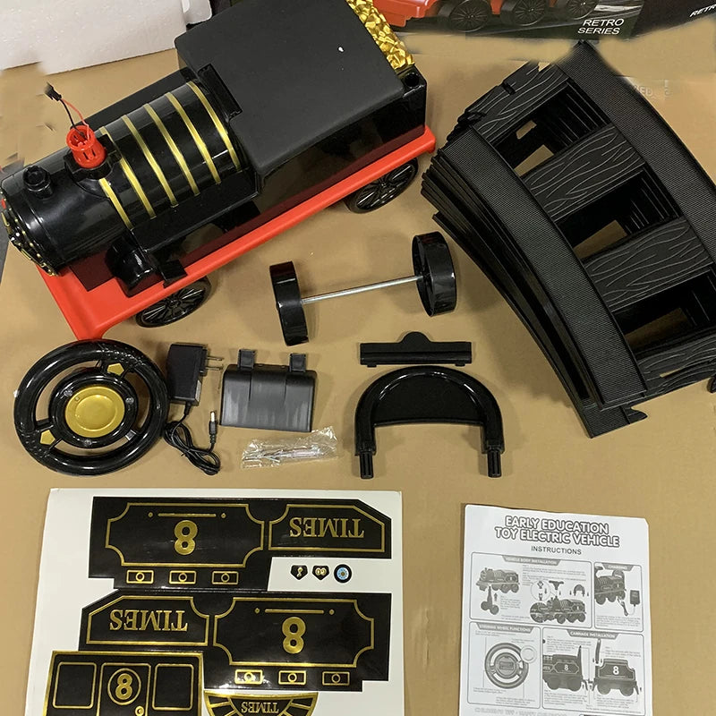 Kinder Zug Reiten Spielzeug Ailway Klassische Elektrische Modell Kann EINE Kleine Zug Schiene Auto Kinder Baby Walker Kinderwagen Spielzeug Jungen