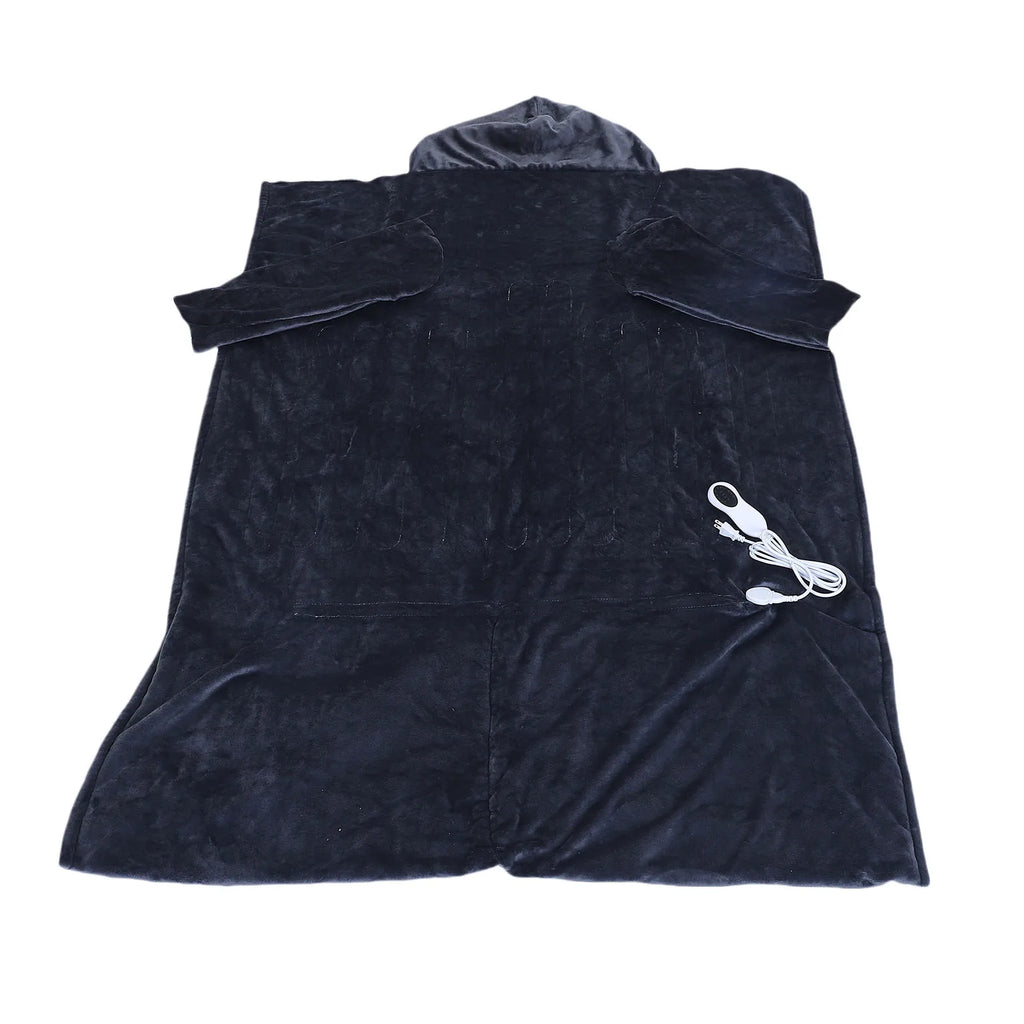 Heizdecke mit Ärmeln, Kapuze und Fußtasche, Flanell, 10 Heizstufen, elektrische tragbare Decke mit 3-Zeiterfassung, 127 x 70 Zoll