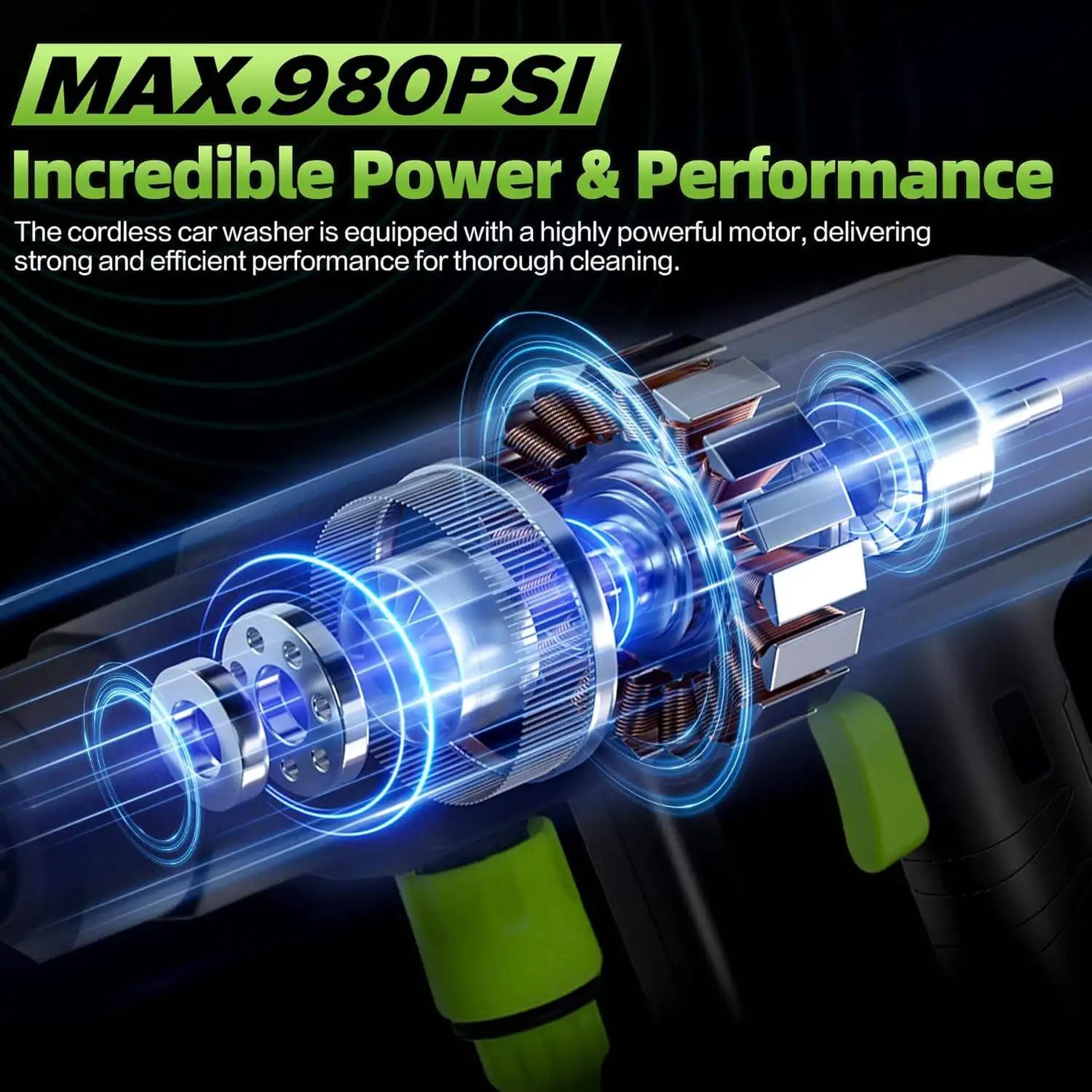 120Bar Bürstenlose Hochvolt-Autowaschpistole 6-in-1 Elektrische Gartenreinigung Spritzpistole fair für Makita 21V Batterie