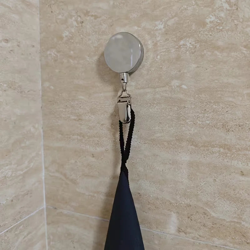 Automatischer, einziehbarer Handtuchhaken zur Wandmontage mit Edelstahlseil und starker Klemme