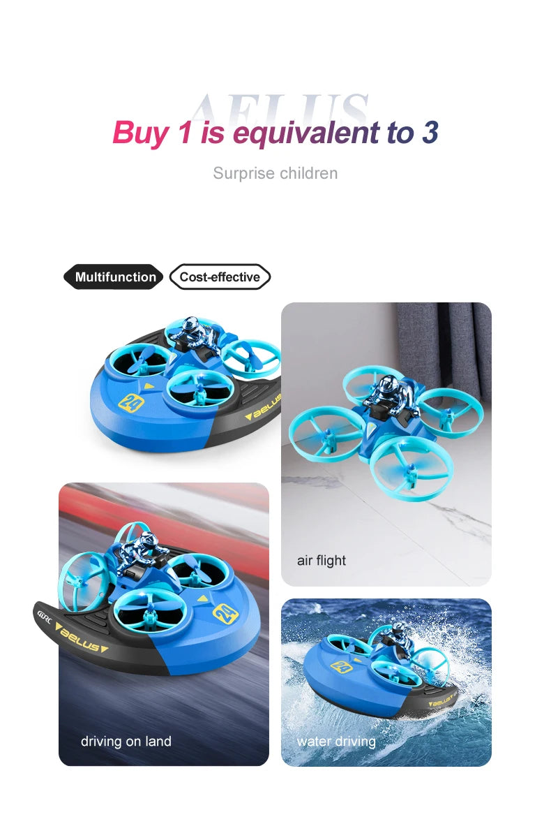 4DRC Mini RC Drohne Höhe halten Headless Modus 3 in 1 Meer Land Luft Flug 2,4G Fernbedienung Quadcopter Boot RC Hubschrauber Spielzeug