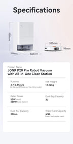 JONR Robot Vacuum P20 Pro International Edition Wischen Staubsaugen Trocknen Tücher Automatische Reinigung Staub Sammeln Entwässerung Wasser