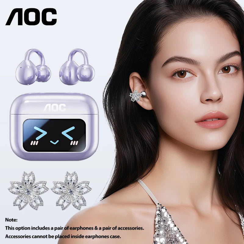 AI-Übersetzungskopfhörer AOC Ohrclip-Ohrhörer OWS Bluetooth Smart LCD-Bildschirm-Touch-Kopfhörer Gaming Wireless Sport Headset 3521