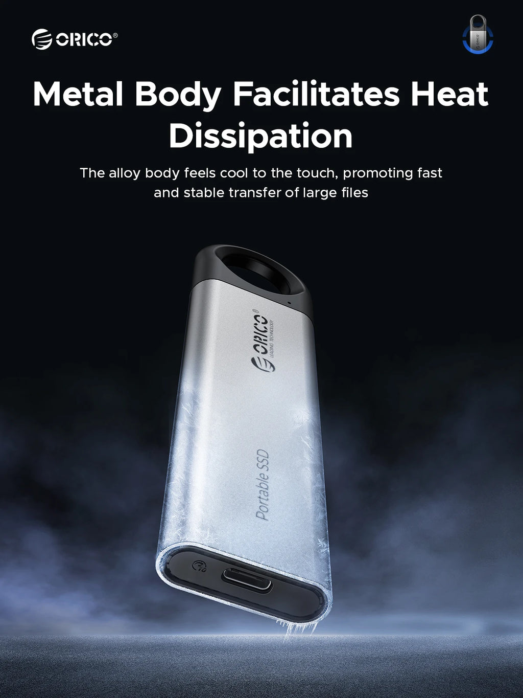 ORICO 1 TB externe SSD bis zu 1050 MB/s Design zum Aufhängen, tragbares Solid-State-Laufwerk, PSSD für Tablets, Laptops, C10