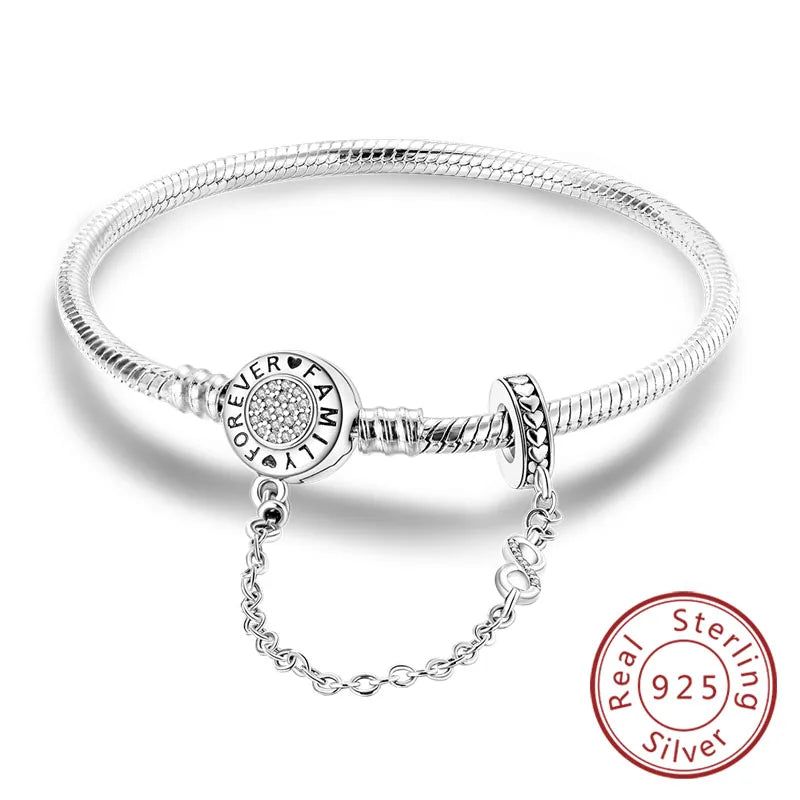 Original-Armband aus 925er-Sterlingsilber, 17–20 cm, Liebesherz, Pavé-Zirkonia-Armband für Frauen, DIY-Charm-Schmuck, Geschenke