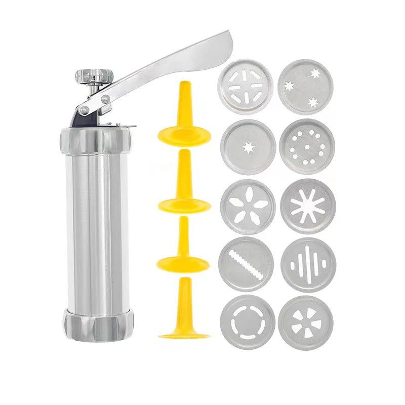 Ausstechformen-Set aus Edelstahl, Kekspresse, Pistole und 20 Keksplatten und 4 Düsen, DIY-Keksmaschine, Ausstechformen