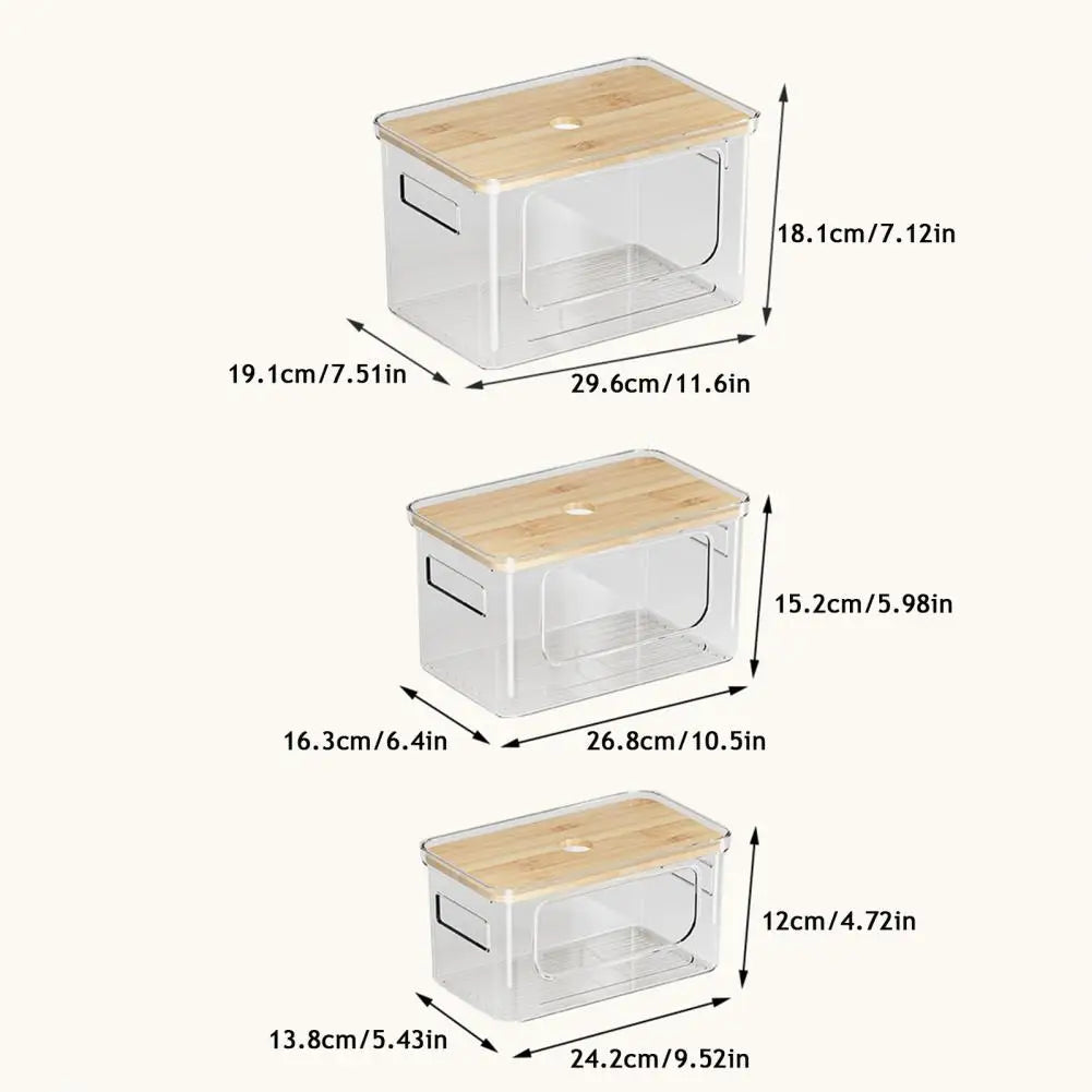 Müllbeutelspender mit Bambusdeckel – Transparent, stapelbar, S/M/L