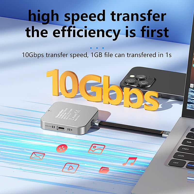 Blueendless Magnetisches M2 2230 2242 NVMe SSD-Gehäuse mit Lüfter 100 W PD-Aufladung Typ C NVMe PCIE SSD-Gehäuse für iPhone Mac