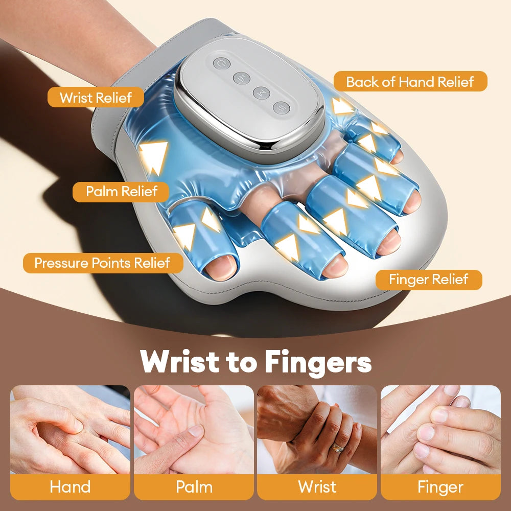 Elektrischer Handmassager mit Luftkompression – 5 Stufen, Wärmefunktion, Vibration, CE