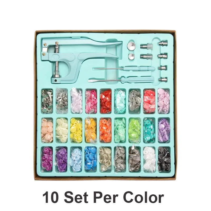 QIMONTON T5 Druckknopf-Set mit Zange – Resin, Nickelfrei, Waschbar, 1,2cm | DIY Nähen & Basteln | Blau, Rosa & Grau