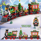HUIQIBAO Weihnachten 24-Tage-Countdown-Kalender Baum Weihnachtsmann Zug Modell Baustein DIY Ziegel Spielzeug für Kinder Erwachsene Geschenk