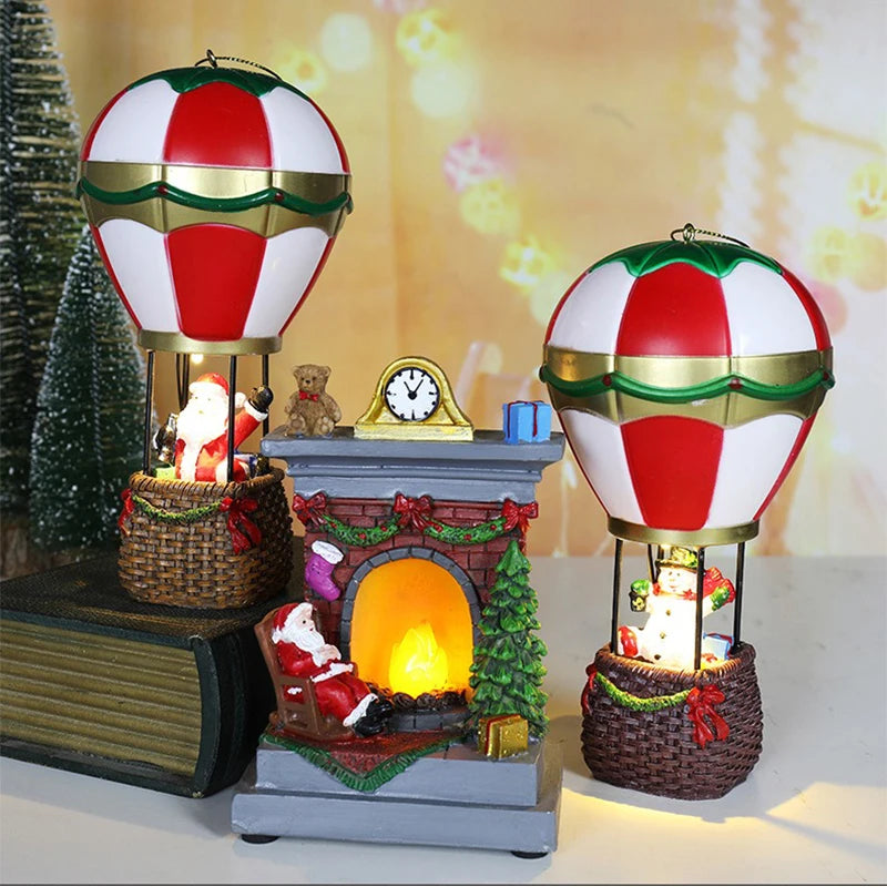 Weihnachten leuchtende Ornamente Weihnachtsmann Schneemann Kamin Harz LED Nachtlicht Weihnachtsdekoration Urlaub Kinder Spielzeug Geschenk