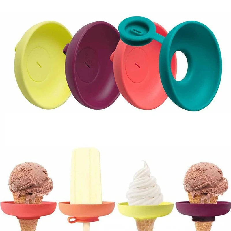 Silikon Eis-am-Stiel-Halter – Tropfschutz, wiederverwendbar, für Kinder, 4 Farben