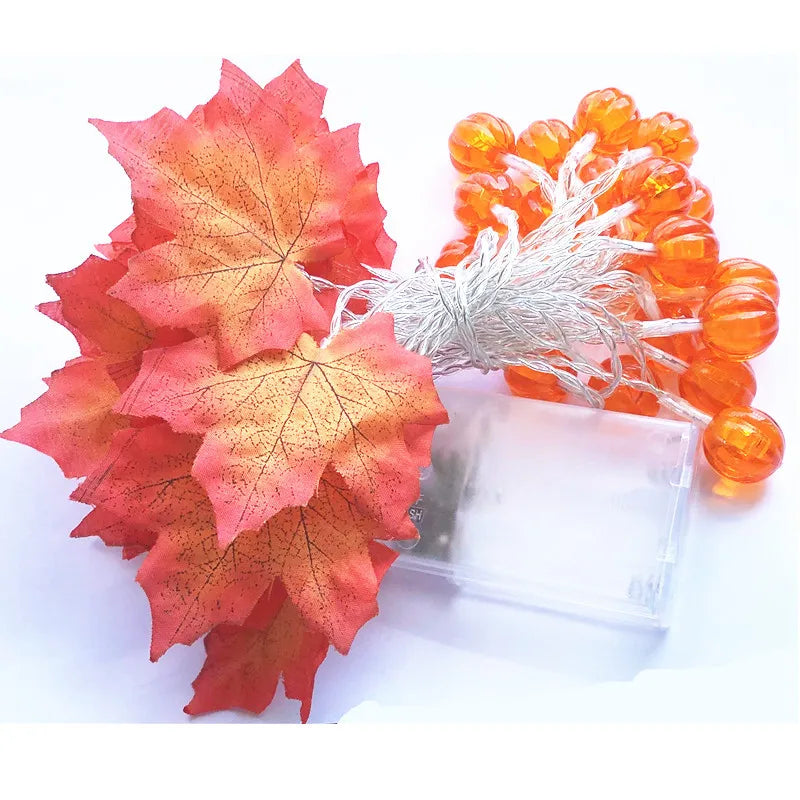 Halloween LED-Lichterkette Kürbis & Ahornblatt – Warmweiß, IP45, 1,5m / 3m / 6m
