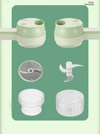 Elektrischer Gemüseschneider-Set, handgeführt, kabellos, Knoblauchstampfer, Lebensmittelzerkleinerer, Fleischwolf, Maschine, Schälen, Scheibe, Küchenzubehör