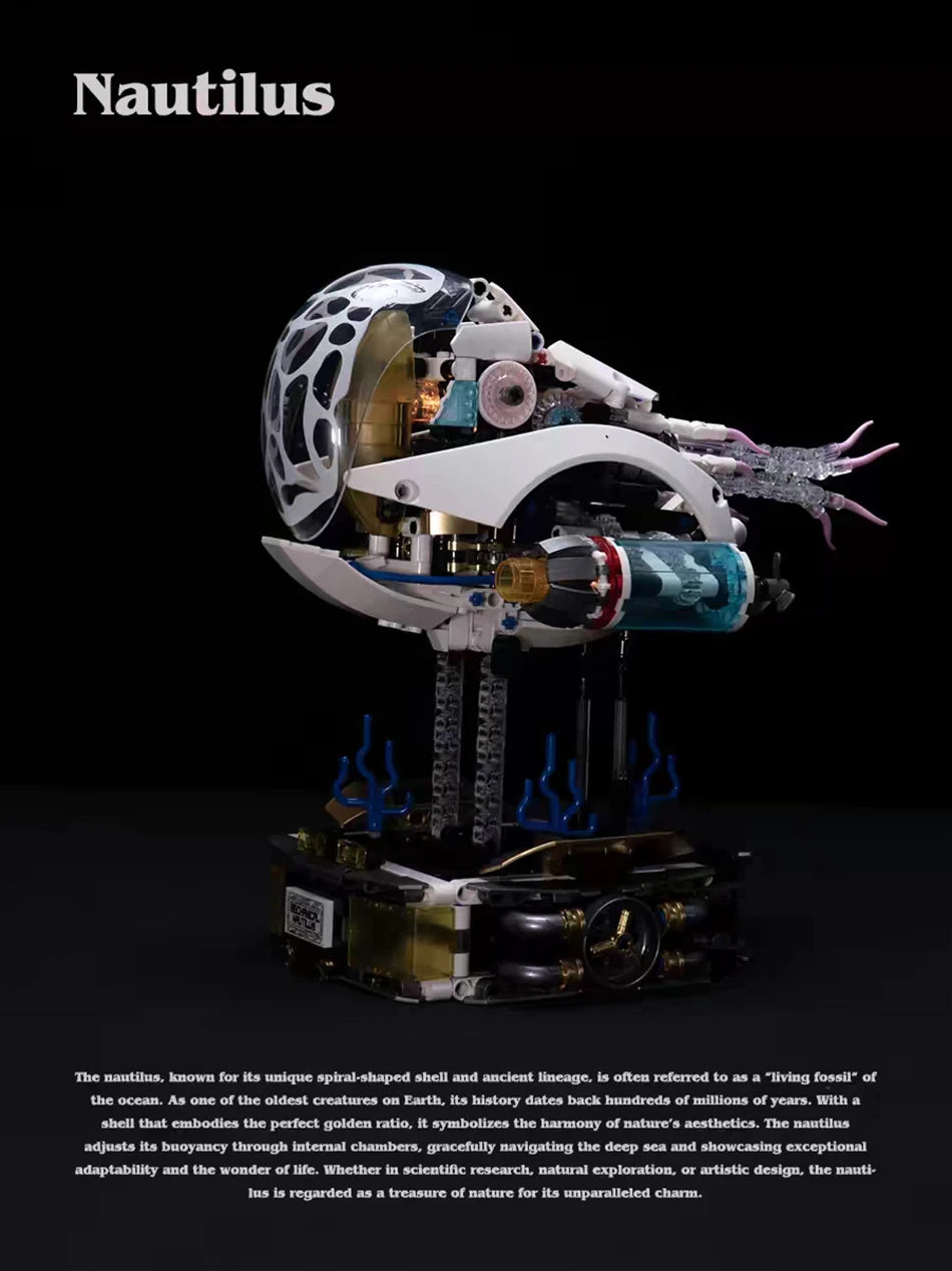 1190 PCS MOC Mechanische Bionic Nautilus Modell Bausteine Motor Set Meerestiere Kreaturen Montage Ziegel Spielzeug für Kinder Geschenk