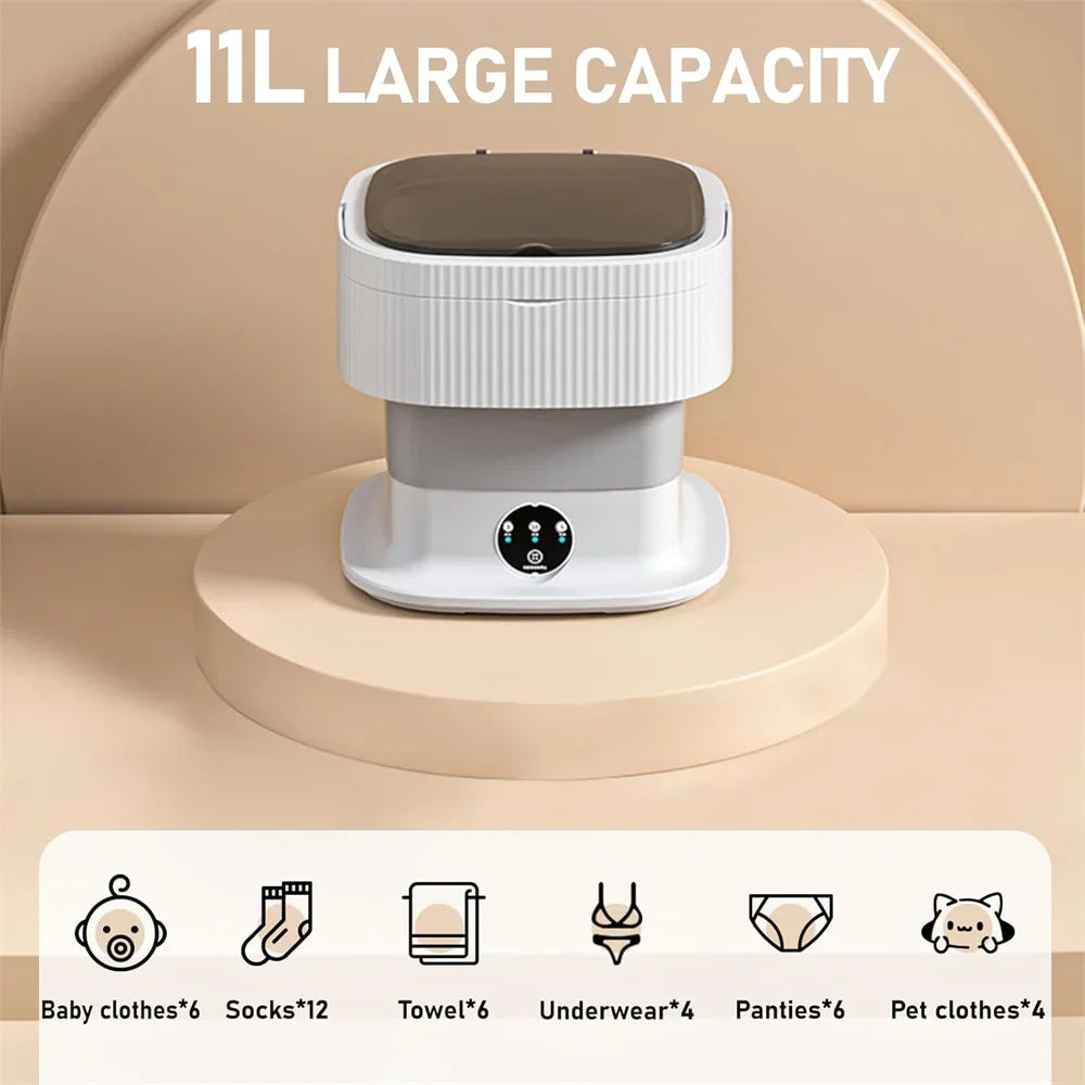 60 W tragbare faltbare Waschmaschine mit rotierenden vollautomatischen Mini-Unterwäsche-Socken 11 l Haushalts-Zentrifugalwaschmaschine