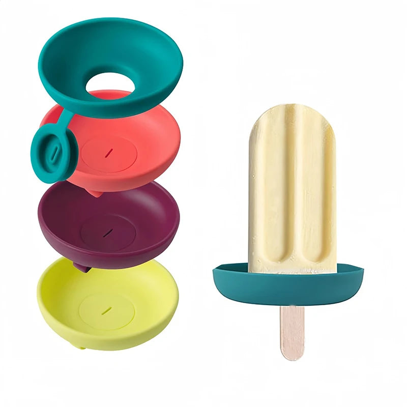 Silikon Eis-am-Stiel-Halter – Tropfschutz, wiederverwendbar, für Kinder, 4 Farben