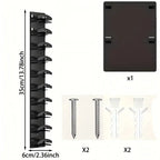 Wandmontierter Kappenhalter 10 Fächer – Für Baseball-Caps, PP, 35,6×6cm, Kleben oder Schrauben, Schwarz & Weiß