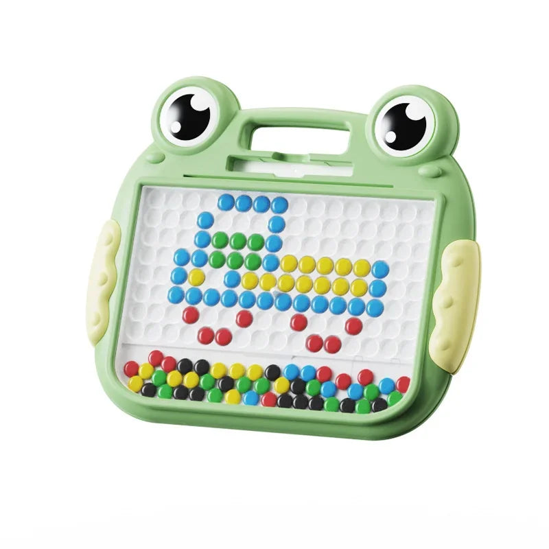Montessori Kinder, Magnetisches Zeichenbrett, Spielzeug mit Magnetperlen und Stift, Niedliche Frösche, Großes Doodle-Brett für Kinder, Lernspielzeug