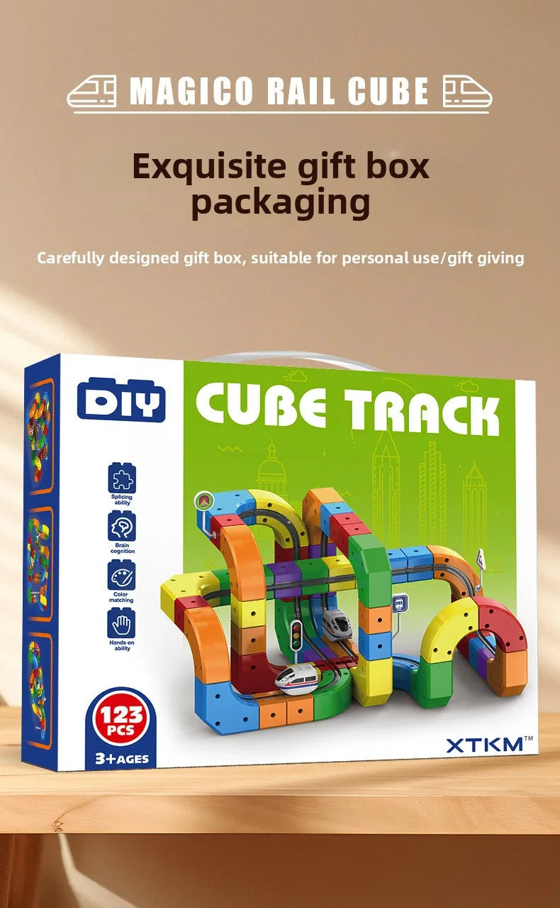 Kinder Magic Track Zug Elektrische Zusammengebaute Bausteine Magnetische Schiene Auto Labyrinth Pädagogisches Spielzeug für Kinder Weihnachten Geschenke