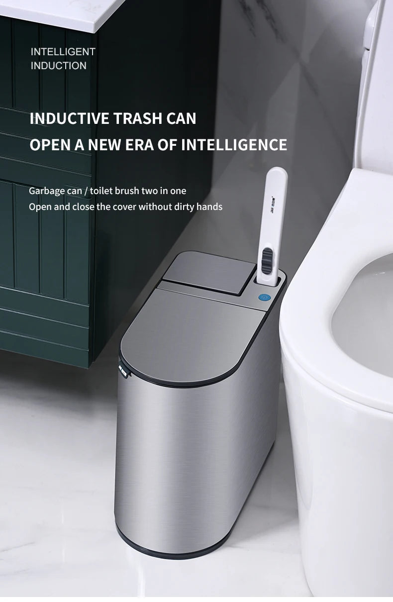 Neue Xiaomi Edelstahl Smart Mülleimer Wc Pinsel Anzug Wasserdichte Mülleimer mit Abdeckung Badezimmer Schmale Smart Sensor Eimer