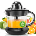 Aigostar elektrische Zitrus presse 40 Watt 700 ml, Zitrus presse mit Tropf auslauf, 2 austauschbare Zapfen. Bpa frei