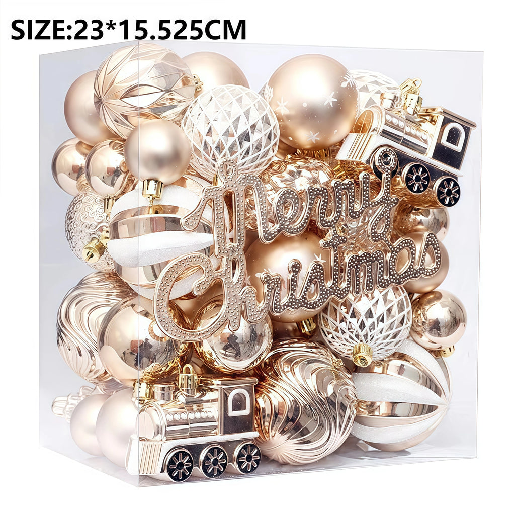 65PCS Champagner Gold Weihnachten Ball Dekorationen Matt Glänzend Wasser Welligkeit Design Weihnachten Kugeln Weihnachten Baum Ornamente Wohnkultur