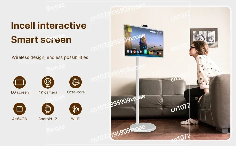 Sprachfernbedienung mit neuem 32-Zoll-Stand-Intelligent-Touchscreen für Android-Systeme/mobile Fernseher/Zuhause/8+128 GB/AI