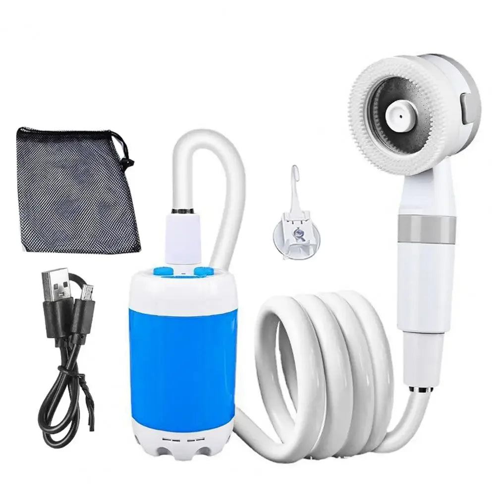 Tragbare Campingdusche – Wiederaufladbar, 4000 mAh, 60 Min. Laufzeit, 2m Schlauch | USB-C